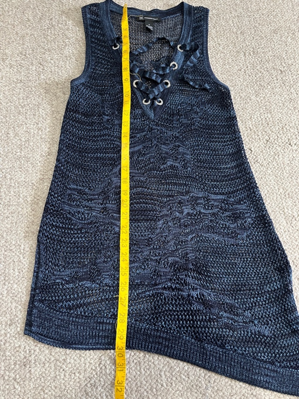 INC International Concepts Blue Crochet Lace-Up Beach Cover-Up/Top - Picture 8 of 10